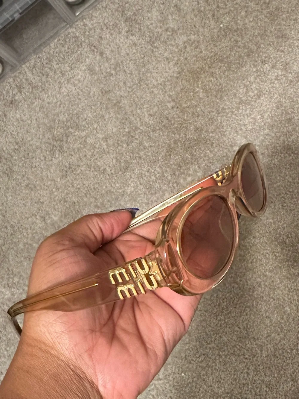Miu Miu Peach-Pink Oval Sunglasses
